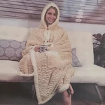 New Chic Home Design Hooded Wrap With Sherpa Lining, 51X71 Mosaic Beige. Fixed Price $26.78.