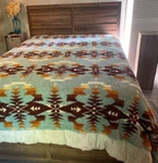 Pendleton Sherpa Fleece Blanket Aztec Legend Lake Aqua Blue Sky Southwest Queen. Fixed Price $71.25.