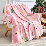 Christmas Blanket Soft Cozy Pink Throws With Snowman Snowflake Santa Claus An.... Fixed Price $21.40.