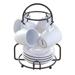Imusa 8PC Stoneware 3OZ Espresso Set With Rack, White. Fixed Price $20.21.