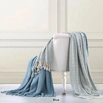 The Comfort Collection Two Pack Throw Set 100% Cotton Blue/ivory. Fixed Price $14.99.