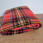 Ralph Lauren Throw Blanket Lrl Patch Red Plaid Tartan Cabin 60X70 (flaw). Fixed Price $30.00.