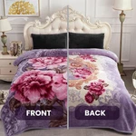 Luxurious Reversible Korean Mink Blanket - King Size Peony Print, Soft & Warm. Fixed Price $99.99.