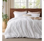 Bedsure 100% Washed Cotton Duvet Cover Set-king,simple,linen Like White 104 X90. Fixed Price $55.99.