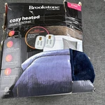 Brookstone Heated Plush Blanket King Size Gray Dual Controllers Adjustable Timer. Fixed Price $29.99.