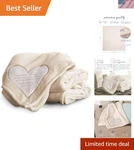 320 Gsm Plush Royal Blanket With Satin Heart - Perfect Winter Comfort, Beige. Fixed Price $61.99.