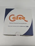 The Cozee Battery Powered Heating Blanket Navy Blue. Fixed Price $150.00.