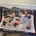 Peanuts Charlie Brown Ice Skating Danbury Mint Tapestry Throw Blanket. Fixed Price $89.99.