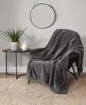 Lucky Brand Solid Faux Rabbit Mink Fur Throw, 50" 70" Gray. Fixed Price $50.00.