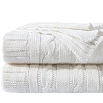 Ntbay 100% Pure Cotton Cable Knit Blanket, Super THROW(51"X67"), White. Fixed Price $48.99.