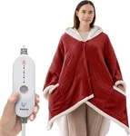 Wearable Heated Throw Blanket, Shawl Electric Wrap Poncho With Hood & Poc. Fixed Price $64.99.