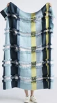 Anthropologie Woven Daybreak Throw Blanket Fringed Detail Aqua Blue Yellow Nwt. Fixed Price $64.00.