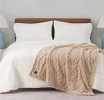 Berkshire Life Heated Luxe Faux Fur Throw Electric Blanket Tan 50" 60" Ez Touc. Fixed Price $60.00.