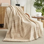 Luxury Striped Faux Fur Throw Blanket For Couch, Embossed Split Cozy Fuzzy. Fixed Price $43.99.
