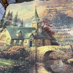 Lord's Prayer Thomas Kinkade Psalm 46:10 Quilted Throw 2004 Scalloped Edging. Fixed Price $22.00.