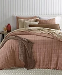 Oake Textured Check Rust King Comforter Set 3P $290. Fixed Price $119.99.