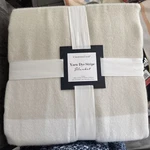Charter Club Yarn Dye Stripe Blanket Tan & White Acrylic King- Retail $120, New. Fixed Price $30.99.