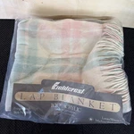 Fieldcrest Lap Blanket Acrylic Loom Woven Pastel Tartan Plaid Fringe 50X60 New. Fixed Price $49.99.