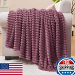 Bedelite Fleece Blanket Twin 60X80 Plum 3D Ribbed Jacquard Soft Warm Cozy. Fixed Price $32.98.