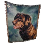 The Manual Woodworkers & Weavers Vtg Chocolate Lab Tapestry Jacquard Blanket Nwt. Fixed Price $55.00.