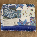 Vtg Beacon Star Patch Country Cottage Cabin Twin Full Quilt Blanke Blue Floral. Fixed Price $39.00.