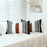 Homefeelzydys Throw Pillow Covers 12X20 Inch Set Of 2, Paneled Faux Leather A.... Fixed Price $26.49.