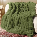 Blunique Ultra Soft Cozy Faux Fur Blanket, Fuzzy Plush Throw, Green. Fixed Price $61.55.