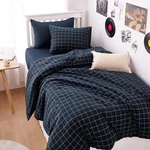 Wake Cloud - Grid Cotton Duvet Cover Set, Plaid Checkered Twin, Navy Blue. Fixed Price $53.36.