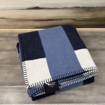 Williams Sonoma Lesina Merino Wool Throw 51 X70 Blanket Navy Multi Flaw Read. Fixed Price $249.95.
