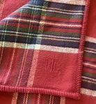 Ralph Lauren Throw Blanket Red Purple Green Plaid Tartan Check 100% Cotton 72X50. Fixed Price $41.99.
