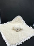 Madison Chic White Cream Lamb Lovey Security Blanket Furry Stain Edge Backing. Fixed Price $15.99.