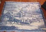 Beacon Cotton Weave Throw Blanket Blue Horse,sleigh Winter Scence Tapestry 60X46. Fixed Price $29.25.