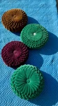 Vintage Mid Century Modern Velvet Pleated Toss Throw Accent Pillows. Fixed Price $55.00.