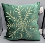 By Marlo Lorenz Green Christmas Snowflake Duck Feathers 18" Throw Pillow. Fixed Price $29.99.
