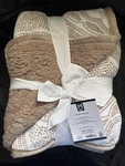 Nwt Members Mark Sherpa Throw Dot Medallion Velvet Plush 60 X70 Tan Off White. Fixed Price $29.99.