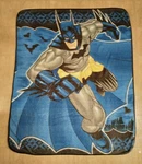 Dc Comics Batman Action Pose Gray & Blue Fleece Blanket Throw 59"X 49". Fixed Price $32.00.