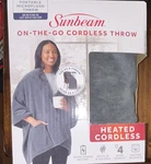 Nib Sunbeam On-the-go Cordless Heated Microplush Throw Blanket 50X60IN Gray. Fixed Price $49.99.