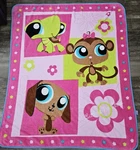 Vintage 2008 Hasbro Lps Littlest Pet Shop Fleece Plush Blanket Turtle Monkey Dog. Fixed Price $84.95.