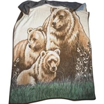 Vintage Bear Family Blanket Cozy Throw Woodland Nature Scene. Fixed Price $49.50.