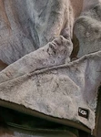 Luxury Ugg Reversible Throw Blanket Faux Fur Rabbit 50"X 70" Grayish Green. Fixed Price $112.00.