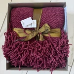 Nordstrom At Home Chenille Throw Blanket Burgundy Claret Fringe Soft Cozy. Fixed Price $39.99.