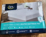 Serta King Size Microfiber Zoned Heated Mattress Pad. Fixed Price $115.00.