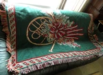 Christmas Throw Blanket Triple Woven Fieldcrest French Horn 46" X 68" Usa Vtg. Fixed Price $23.00.