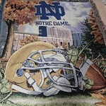 Vintage Ncaa Notre Dame Nd Football Tapestry Throw Blanket 45" X 55" Helmet 90S. Fixed Price $55.99.