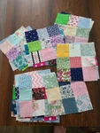 Set 20 Nine 9 Patch Quilt Blocks Sized 6.5" Square Pink Green Yellow Blue Cotton. Fixed Price $16.50.