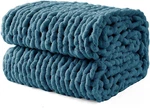 Long Create Chunky Knit Throw Blanket 50"X 60", 100% 50X60 Inch, Mineral Blue. Fixed Price $86.10.