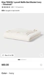 Threshold King Cream Lyocell Waffle Throw Blanket New With Tags. Fixed Price $40.00.