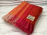 Vtg Mid-century Glentana Mohair Wool Pink Stripe Shawl Throw Blanket 49" X 69". Fixed Price $74.75.