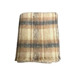 Donegal Design Mohair Blanket /throw - Large Cream/gray Wool Plaid 72 X56. Fixed Price $99.00.
