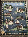 Vintage Claire Murray Woven Tapestry Ll Bean Throw Blanket With Nautical Theme. Fixed Price $99.00.